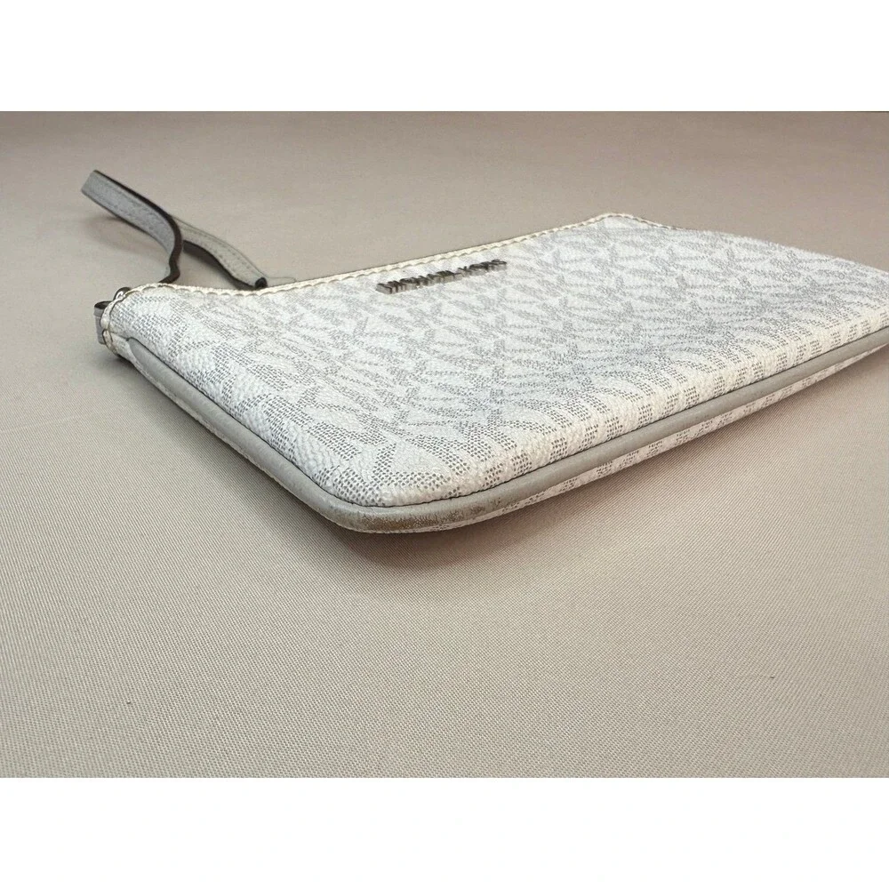 Michael Kors MK signature wristlet pouch white clutch